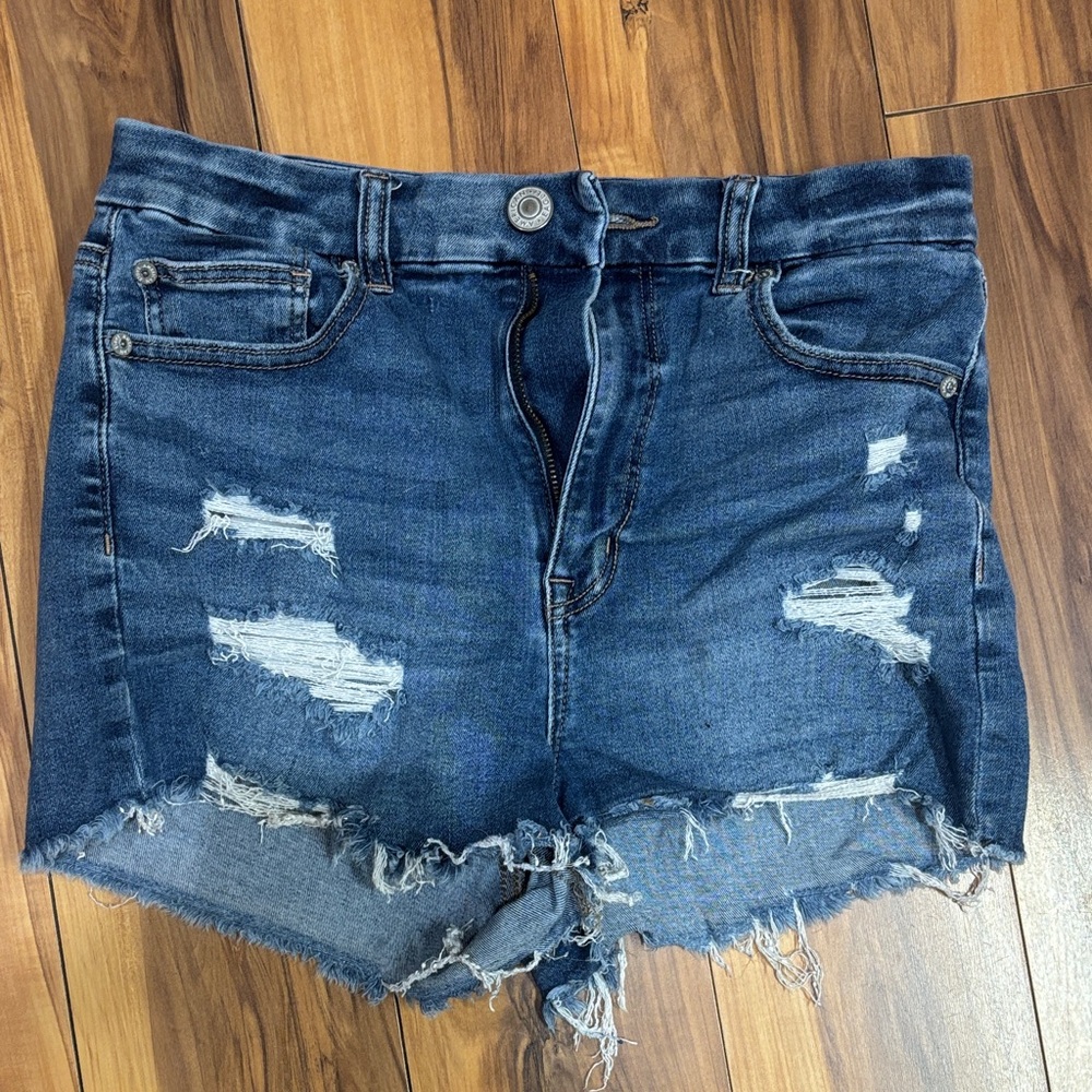 American Eagle Outfitters Blue Distressed Jean Shorts
